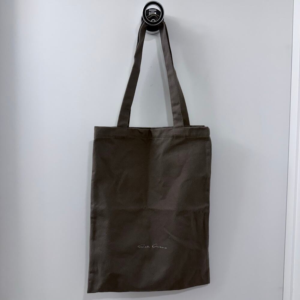 Rick Owens Gray Cotton Embroidered Logo Dust Bag Tote Made in Italy